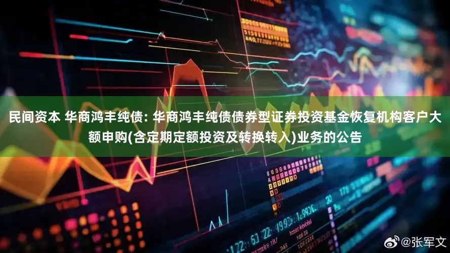 民间资本 华商鸿丰纯债: 华商鸿丰纯债债券型证券投资基金恢复机构客户大额申购(含定期定额投资及转换转入)业务的公告